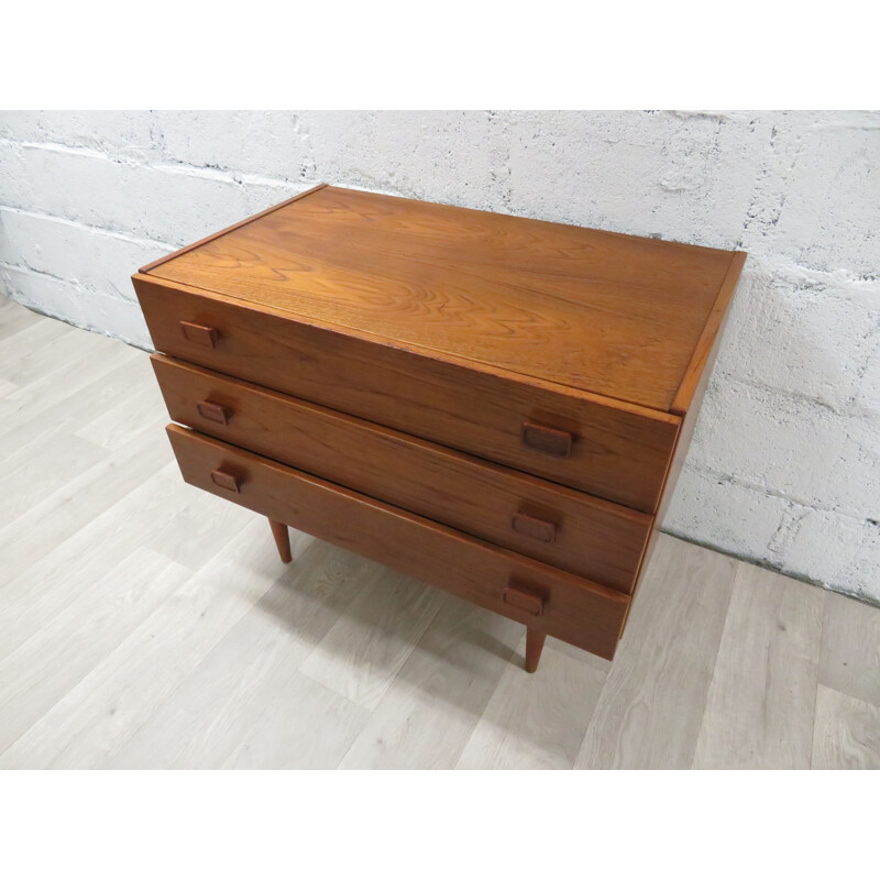 Vintage Denka Teak Low Chest of Drawers Scandinavian 1960s