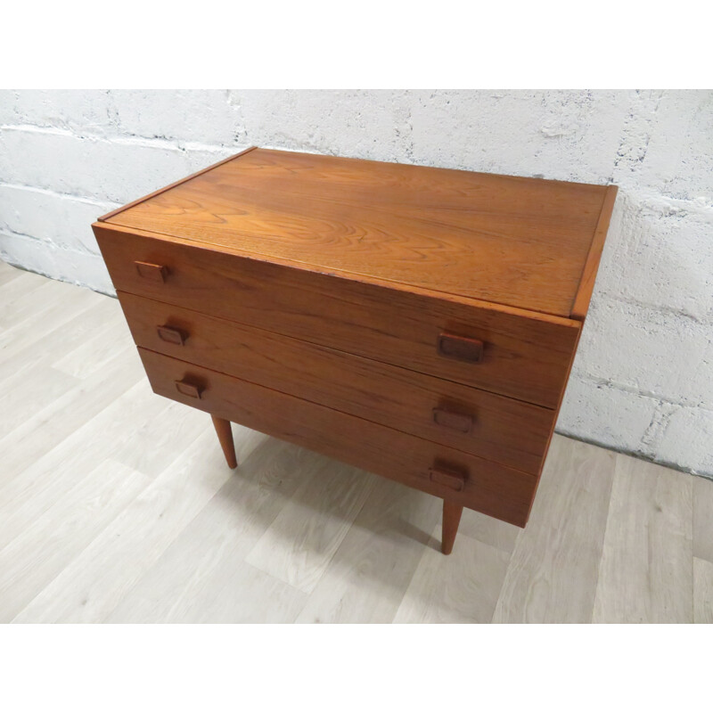 Vintage Denka Teak Low Chest of Drawers Scandinavian 1960s