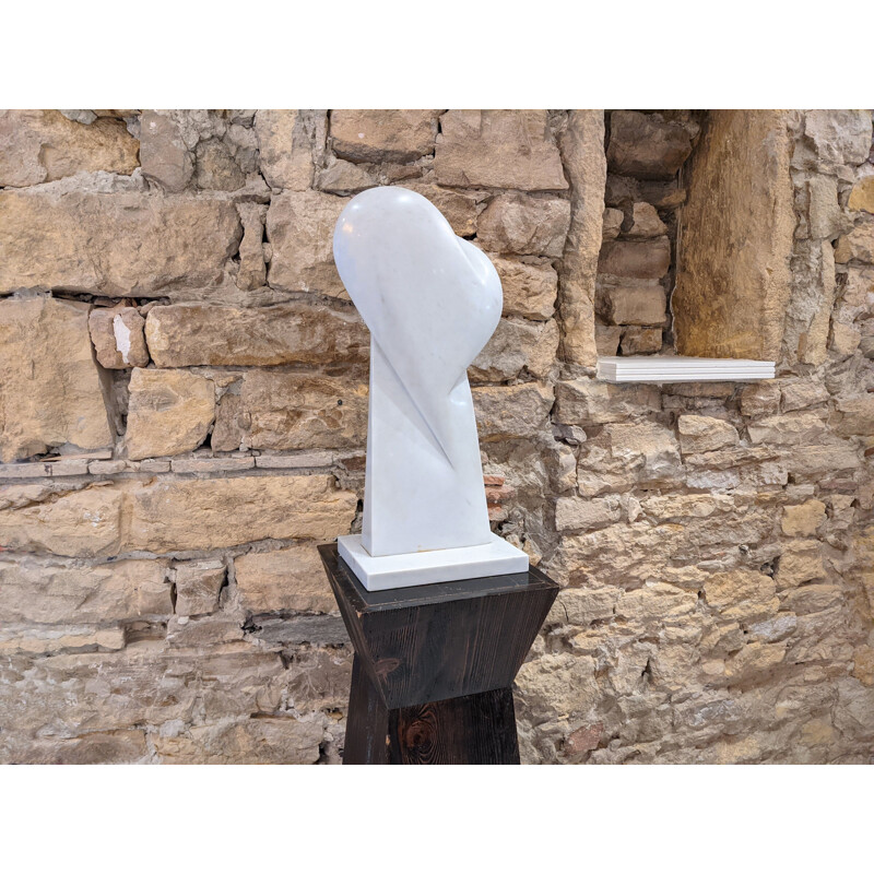 Vintage sculpture in white carrara marble Bertrand Créac'h