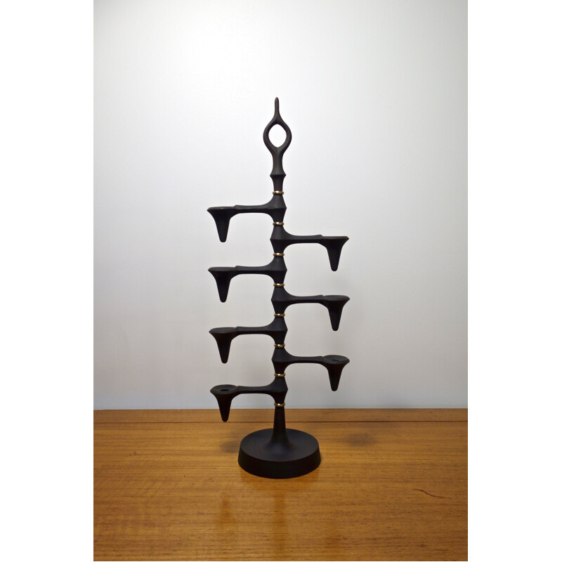 Vintage Jens Harald Quistgaard cast iron articulated candleholder for Dansk 1960s