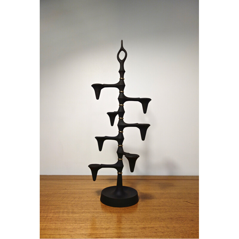 Vintage Jens Harald Quistgaard cast iron articulated candleholder for Dansk 1960s