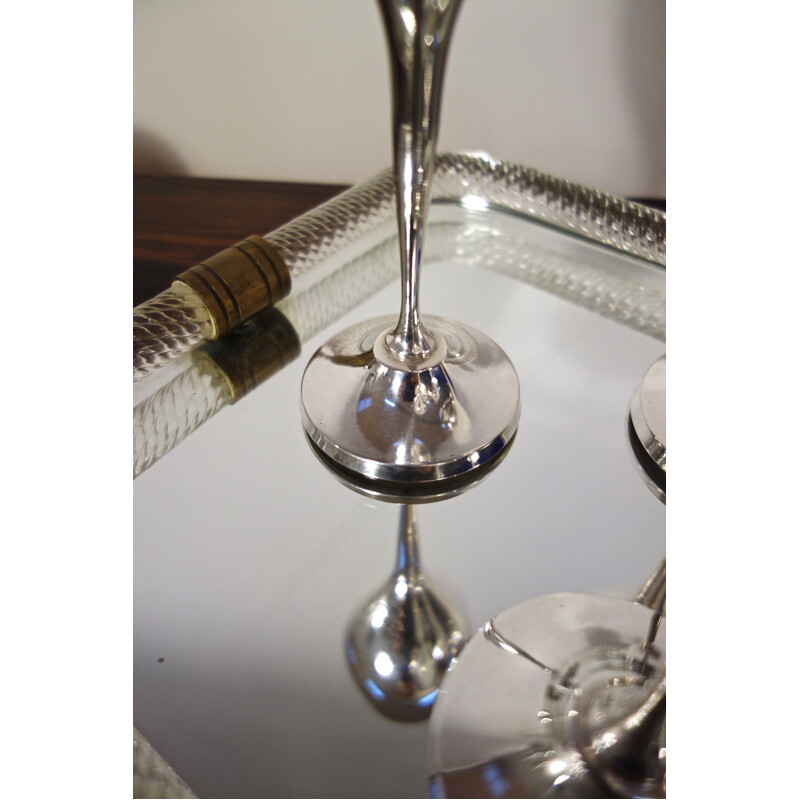 Set of 6 vintage silver plated metal champagne flutes