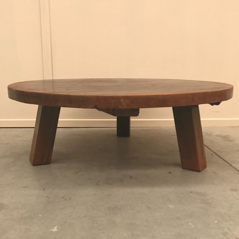 Vintage Rustic oak round coffee table