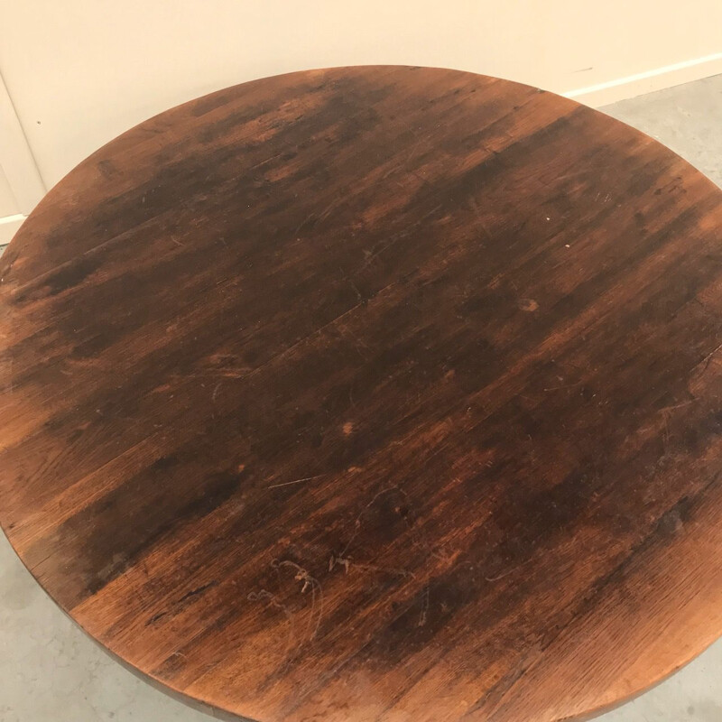 Vintage Rustic oak round coffee table