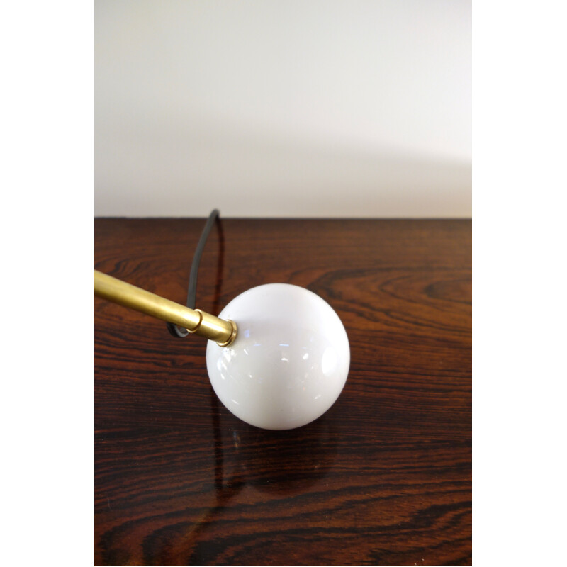 Vintage articulated brass and Italian marble diabolo lamp 1950s