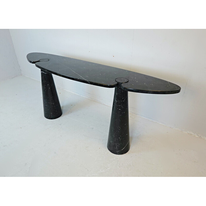 Vintage zwart marmeren console Angelo Mangiarotti Eros in Nero Marquina