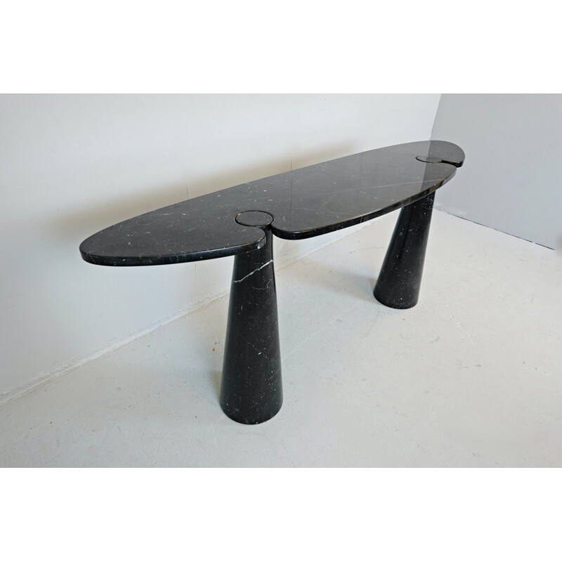 Vintage Angelo Mangiarotti Eros Black Marble Console In Nero Marquina