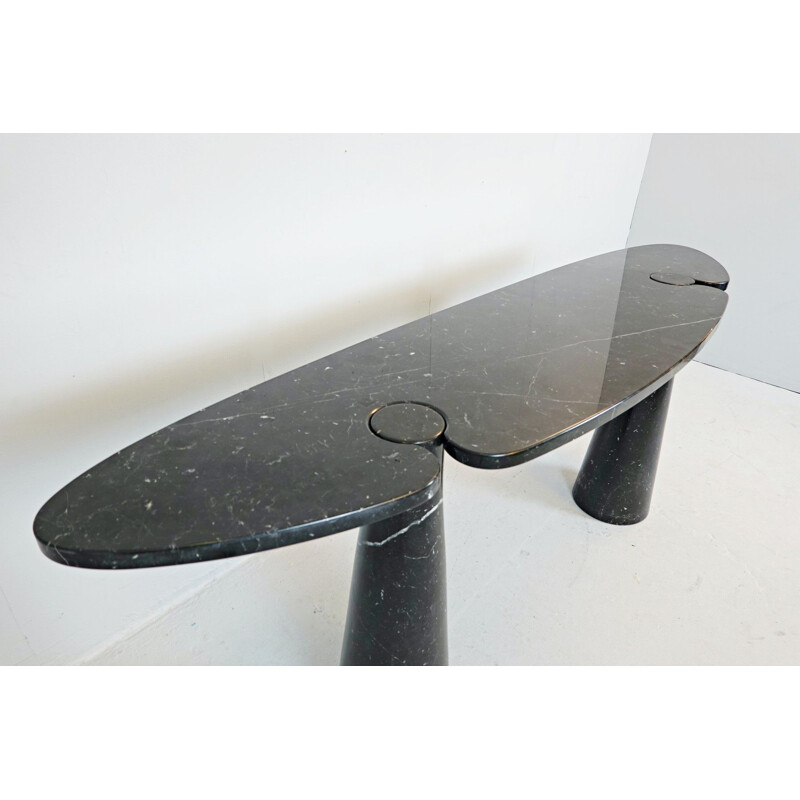 Vintage Angelo Mangiarotti Eros Black Marble Console In Nero Marquina