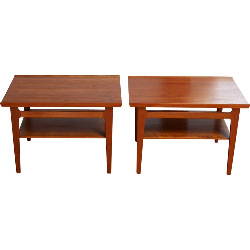 Pair of Danish France & Son "533" side tables in teak - 1950s