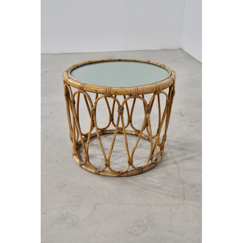 Vintage Rattan Coffee Table Italian 1970s