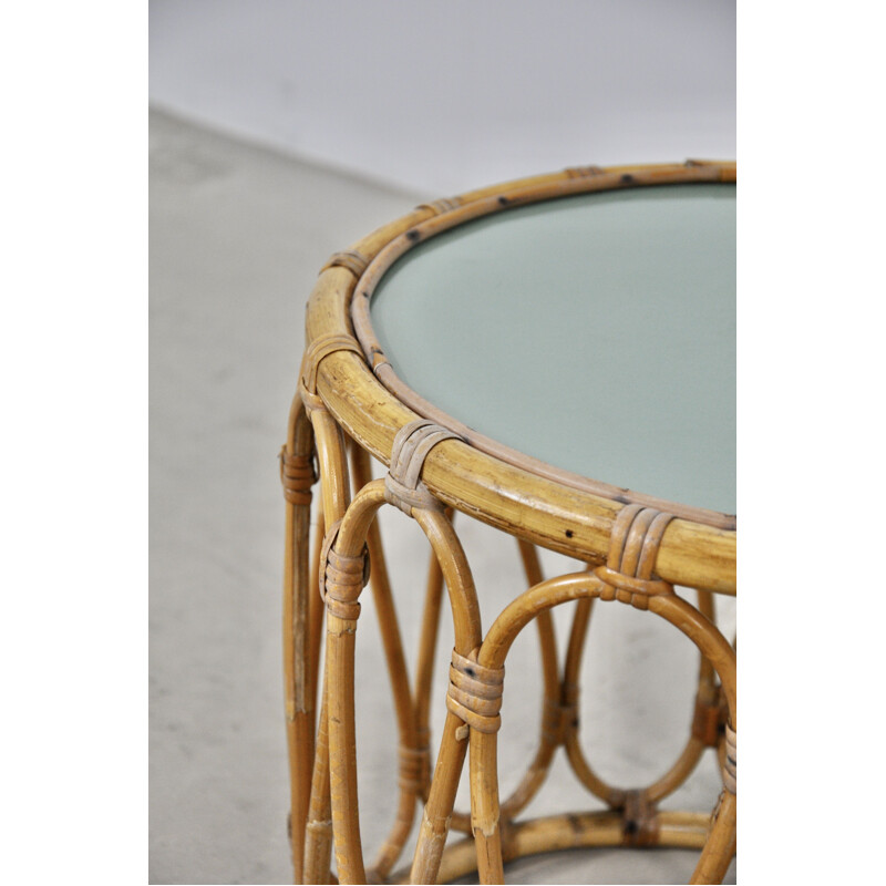 Vintage Rattan Coffee Table Italian 1970s