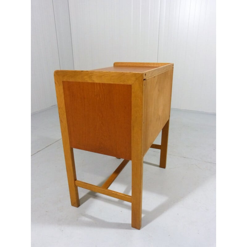 Vintage Teak side table with drawers and leather handles 1960s