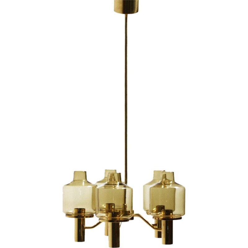 Markaryd chandelier in brass, Hans Agne JAKOBSSON - 1960s