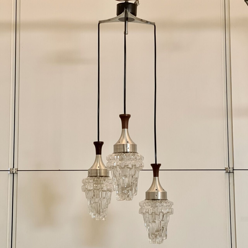 Vintage Brutalistic chandelier 3 light points