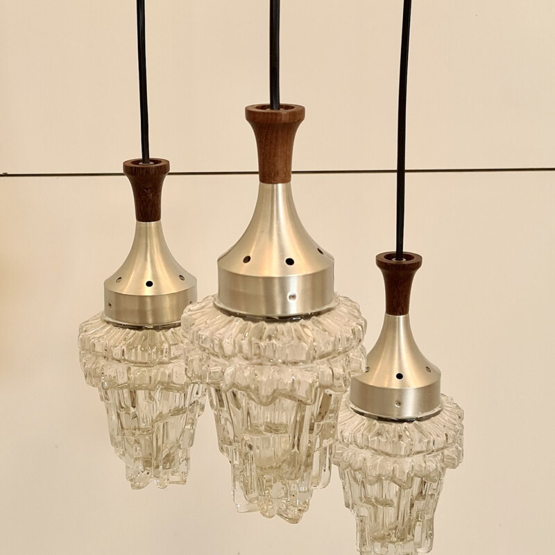Vintage Brutalistic chandelier 3 light points