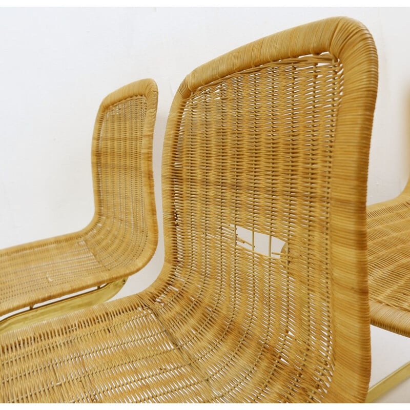 Set of 6 vintage wicker chairs by Cidue 1970s