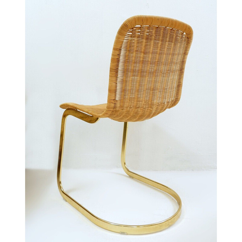 Set of 6 vintage wicker chairs by Cidue 1970s
