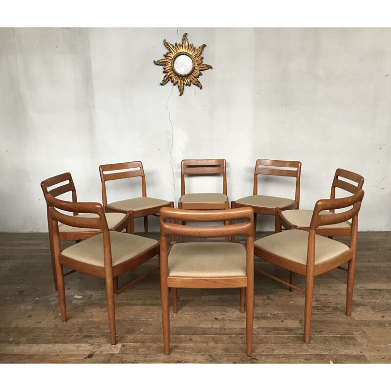 Lot de 8 chaises vintage H. W. Klein pour Bramin Danemark 1960