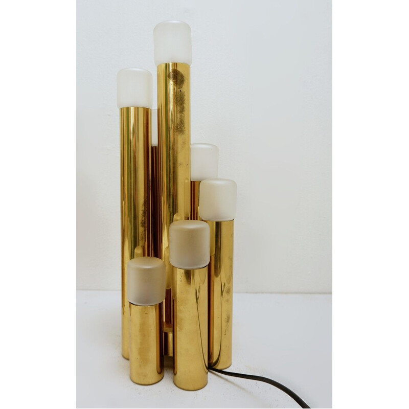 Pair of Vintage Brass Tubular Desk Lamps by Gaetano Sciolari for Boulanger 1970s