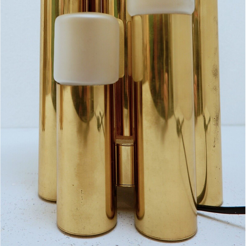 Pair of Vintage Brass Tubular Desk Lamps by Gaetano Sciolari for Boulanger 1970s