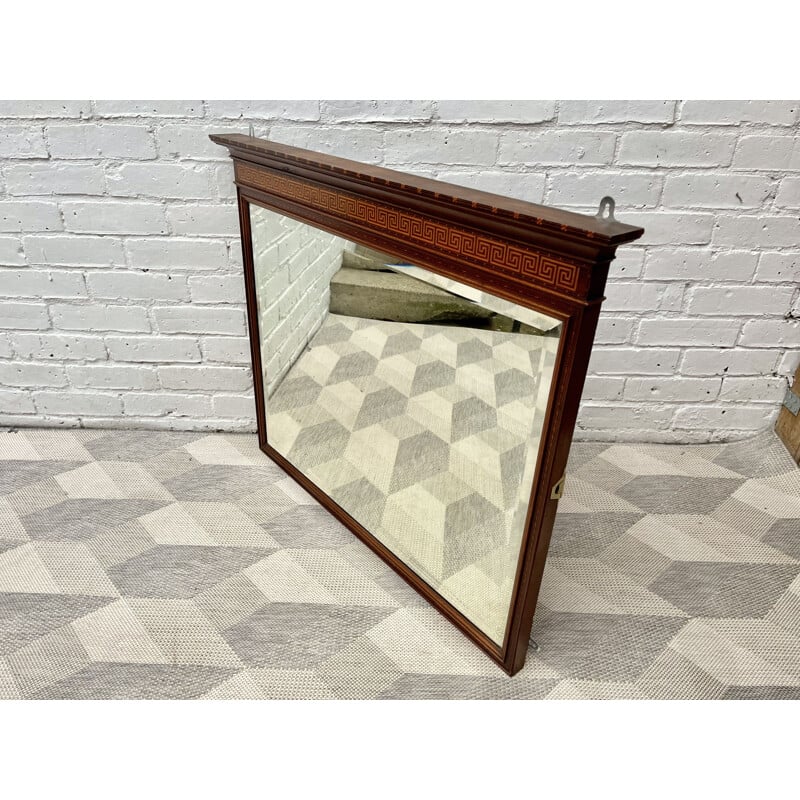 Vintage Mantelpiece Bevelled Mirror Mahogany Frame