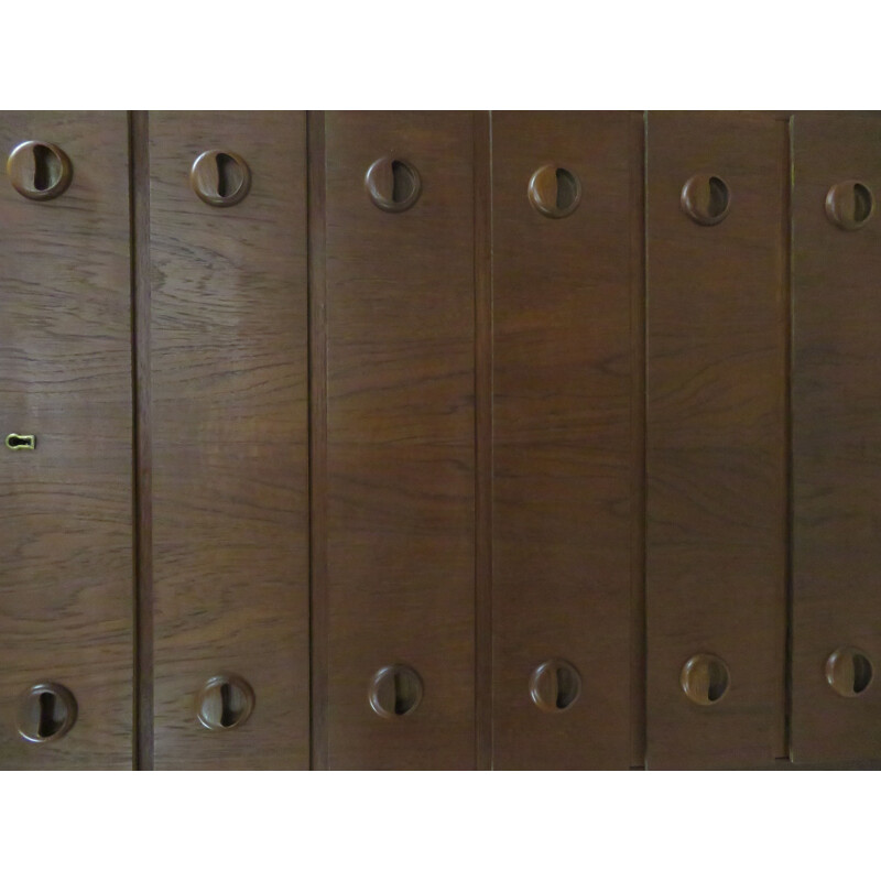 Vintage high chest of drawers in teak Scandinavian 1960