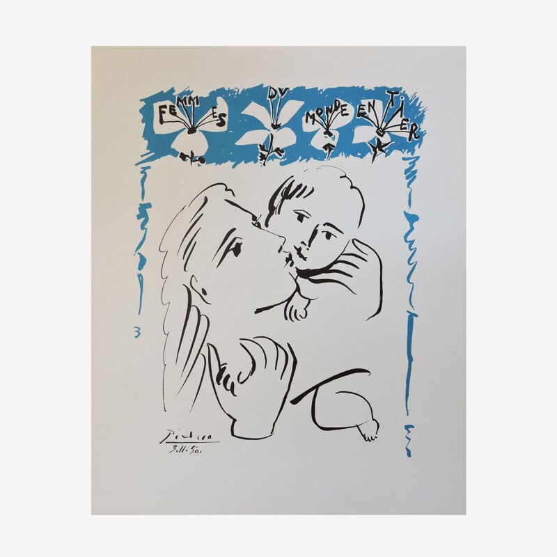 Lithographie vintage Amour Maternel 1980