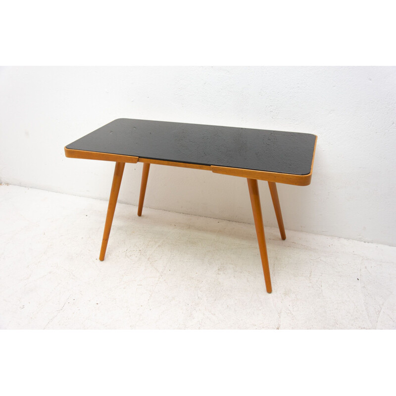 Vintage coffee table in opaque glass, Czechoslovakia 1960