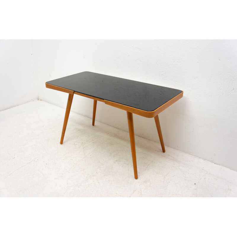 Vintage coffee table in opaque glass, Czechoslovakia 1960