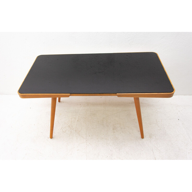 Vintage coffee table in opaque glass, Czechoslovakia 1960