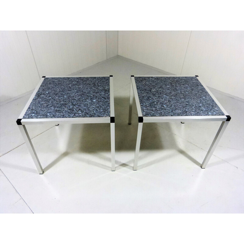 Pair of vintage granite side tables Germany 1970
