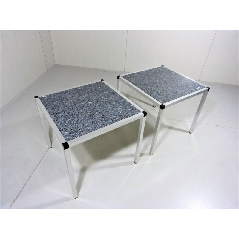 Pair of vintage granite side tables Germany 1970