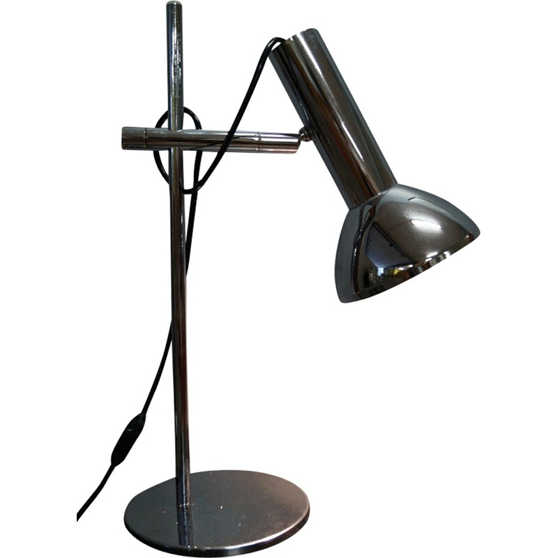 Lampe de table industrielle en métal chromé - 1970