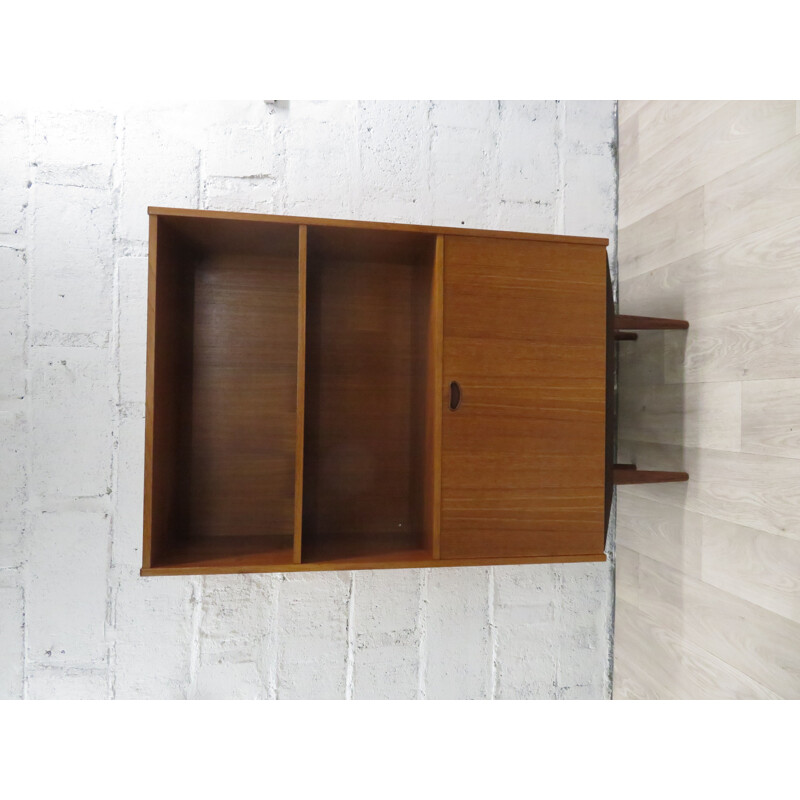 Large vintage bookcase in teak wood Scandinavian 1960