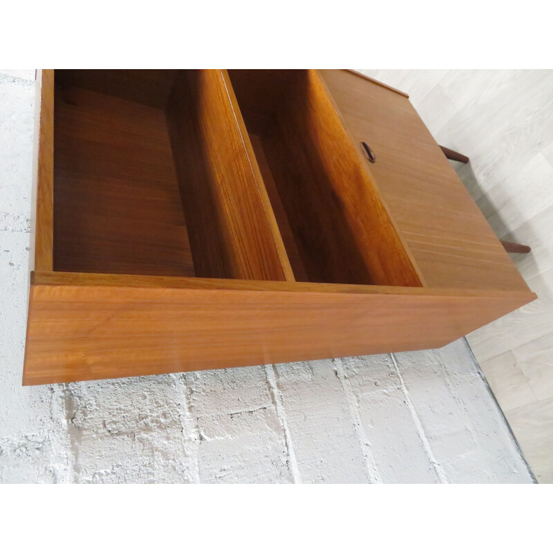 Large vintage bookcase in teak wood Scandinavian 1960