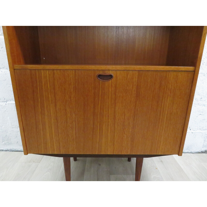 Large vintage bookcase in teak wood Scandinavian 1960