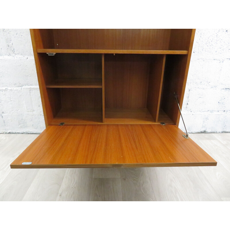 Large vintage bookcase in teak wood Scandinavian 1960