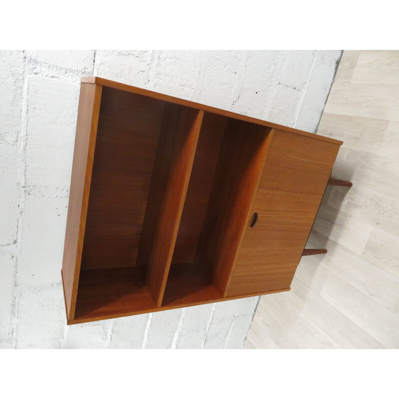 Large vintage bookcase in teak wood Scandinavian 1960