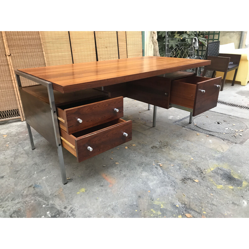 Vintage rosewood and chrome desk 1970