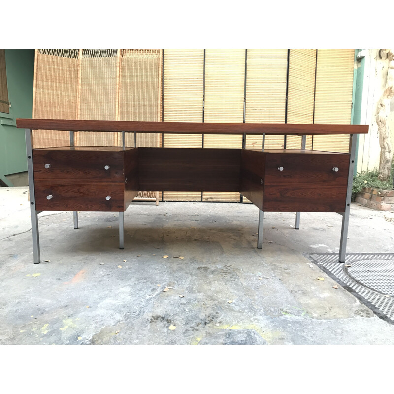 Vintage rosewood and chrome desk 1970