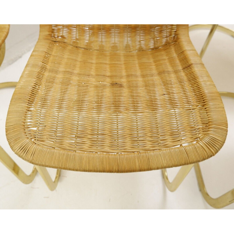 Set of 6 vintage Wicker Dining Chairs By Cidue 1970s