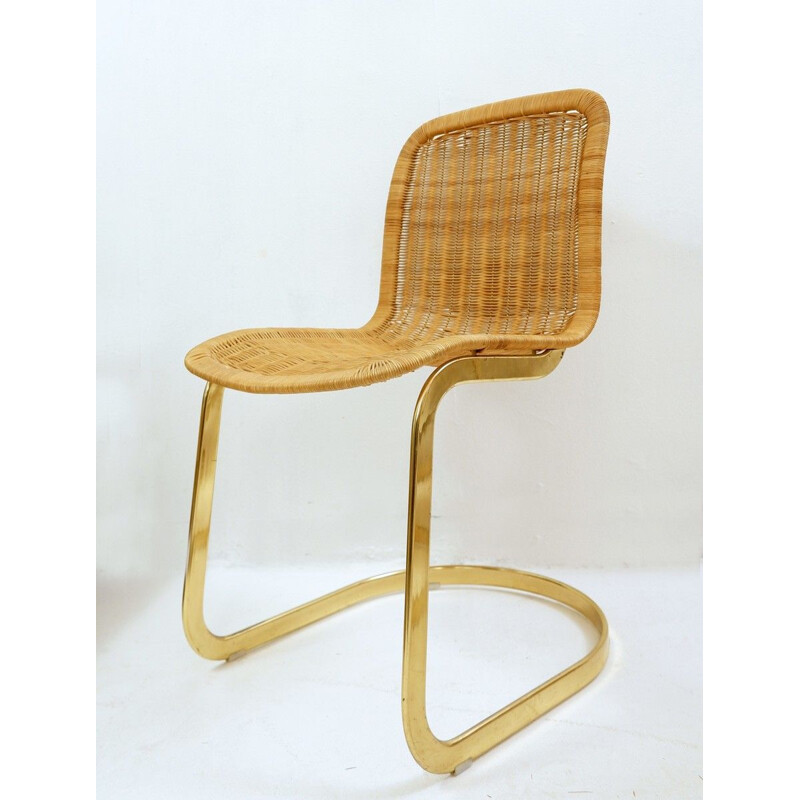 Set of 6 vintage Wicker Dining Chairs By Cidue 1970s