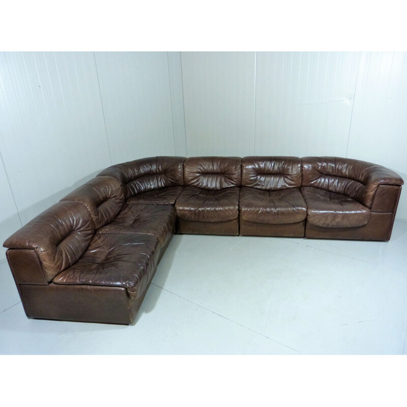 Vintage De Sede leather modular sofa 1970s