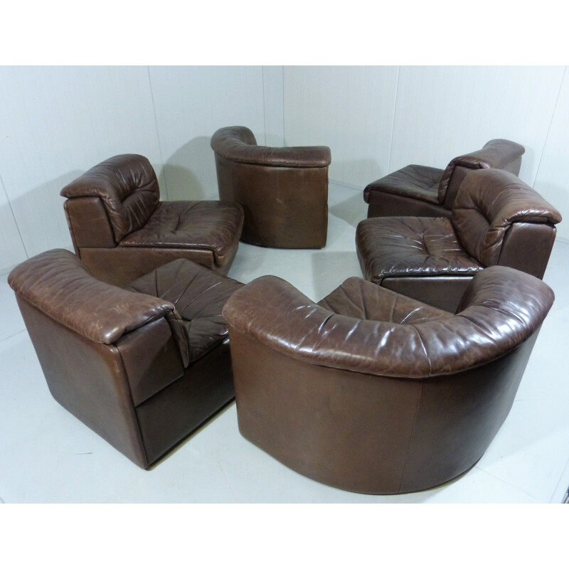 Vintage De Sede leather modular sofa 1970s