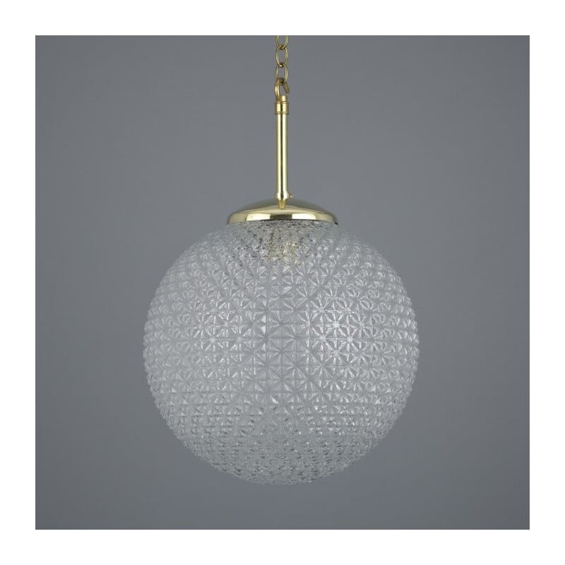 Vintage cross diamond glass pendant lamp, Czechoslovakia