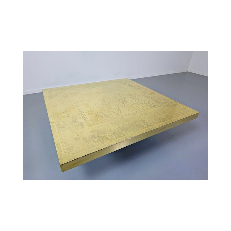 Vintage brass coffee table by George Mathias, Belgium 1970