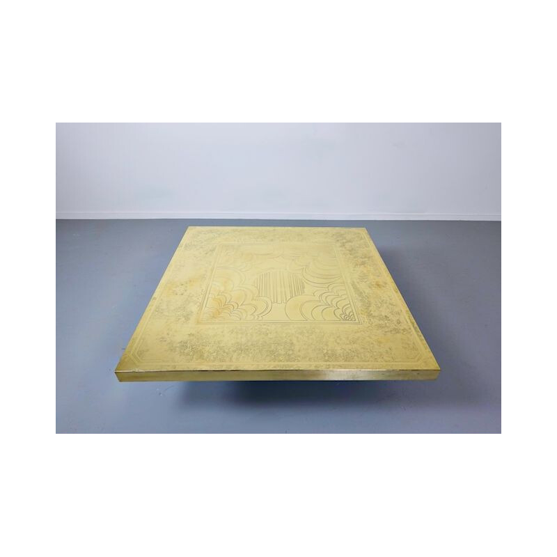 Vintage brass coffee table by George Mathias, Belgium 1970