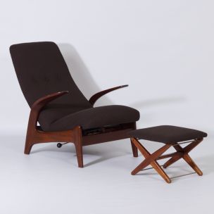 Vintage Lounge chair with Foot Stool by Rastad and Relling for Gimson & Slater Rock n Rest 1960s