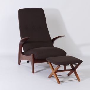 Vintage Lounge chair with Foot Stool by Rastad and Relling for Gimson & Slater Rock n Rest 1960s