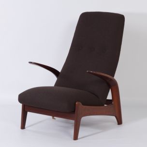 Vintage Lounge chair with Foot Stool by Rastad and Relling for Gimson & Slater Rock n Rest 1960s